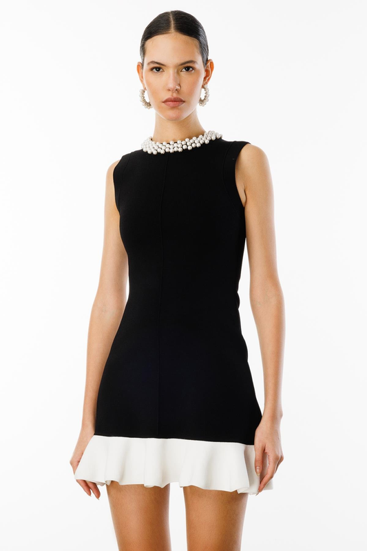 2 Renkli İşleme Detaylı Triko Elbise Nefeli