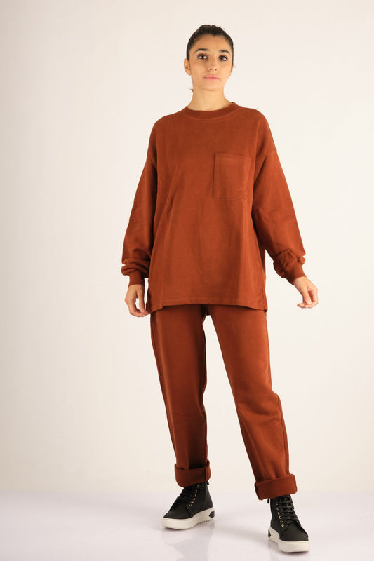A.Vintage Oversize Uzun Kol Kadın Sweatshirt - Minimalist Günlük Stil
