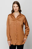 Ekol Oversize Uzun Kol Saten Gömlek Bluz - Minimalist Şıklık