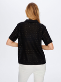 Payet Pul Detaylı Polo Yaka Görünümlü Örme Bluz Faik Sönmez
