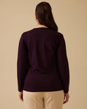 büyük beden v yajakı uzun kollu şerit detaylı bluz Gala-Xi