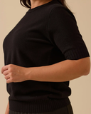 Bbüyük beden kısa kollu basic triko bluz Gala-Xi