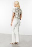 On Kadın Crop Bluz - Minimalist Çiçek Desenli Kısa Kol - Yazlık Bluz