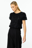 On Kadın Crop Bluz - Minimalist Çiçek Desenli Kısa Kol - Yazlık Bluz