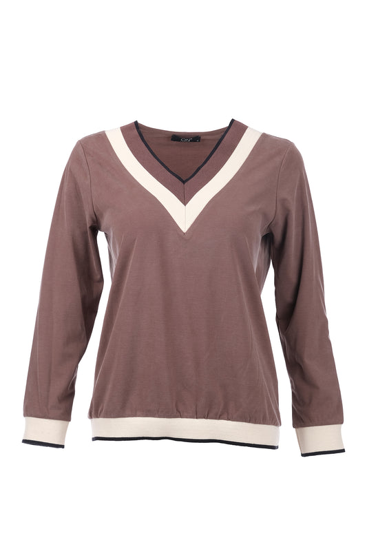 On Kadın V Yaka Uzun Kol Minimalist Bluz - Günlük Kombinleriniz İçin