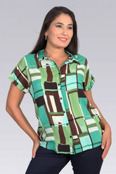 RAHAT KESİM DÜŞÜK KOL DESENLİ BLUZ Tolga Saraçoğlu