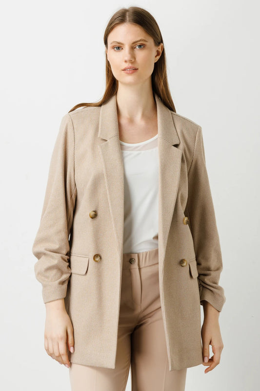 Ekol Oversize Minimalist Kadın Ceket - Çift Düğmeli, Uzun Kol