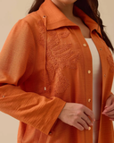 Büyük Beden Nakışlı Katlanabilir Kollu Kap Ceket Gala-Xi