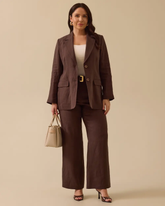 Büyük Beden Çift Düğmeli Keten Ceket