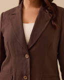 Büyük Beden Çift Düğmeli Keten Ceket