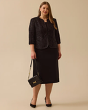 Büyük Beden Dantel Dokulu Payet İşlemeli Ceket