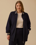 büyük beden şerit detaylı fermuarlı ceket Gala-Xi