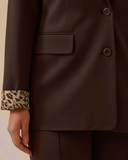 büyük beden leopar desen detaylı çift düğmeli ceket Gala-Xi