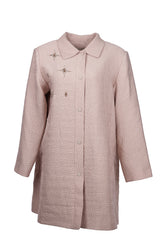 Gala-xi Minimalist Midi Gömlek Yaka Uzun Kol Kadın Ceket