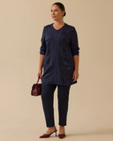 büyük beden desenli fermuarlı jakar ceket Gala-Xi