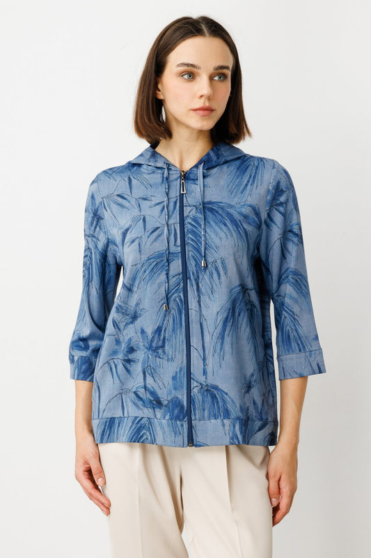 On Kadın Kapüşonlu Minimalist 3/4 Kol Ceket - Günlük Tarz