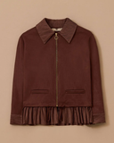 fırfır detaylı süet ceket Scl