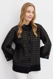 Desen Oversize Nakışlı 3/4 Kol Kadın Ceket - Vintage Stil
