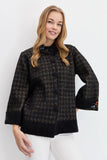 Desen Oversize Nakışlı 3/4 Kol Kadın Ceket - Vintage Stil