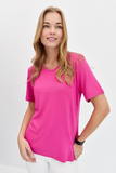 DESEN TRİKO Oversize Minimalist Yuvarlak Yaka Kadın T-Shirt - Kısa Kol