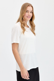 DESEN TRİKO Oversize Minimalist Yuvarlak Yaka Kadın T-Shirt - Kısa Kol