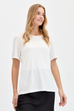 DESEN TRİKO Oversize Minimalist Yuvarlak Yaka Kadın T-Shirt - Kısa Kol