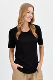 DESEN TRİKO Oversize Minimalist Yuvarlak Yaka Kadın T-Shirt - Kısa Kol