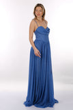 DORİDORCA Çapraz Askılı Degaje Yaka Korsajlı Simli Kumaş Maxi Boy Kadın Abiye Elbise 2245108