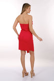 DORİDORCA Straplez Drape Krep Kumaş Mini Abiye Elbise 2246011