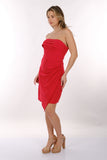 DORİDORCA Straplez Drape Krep Kumaş Mini Abiye Elbise 2246011