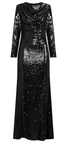 Drape Detaylı Pul Payetli Abiye Elbise M25YMS009116siyah42