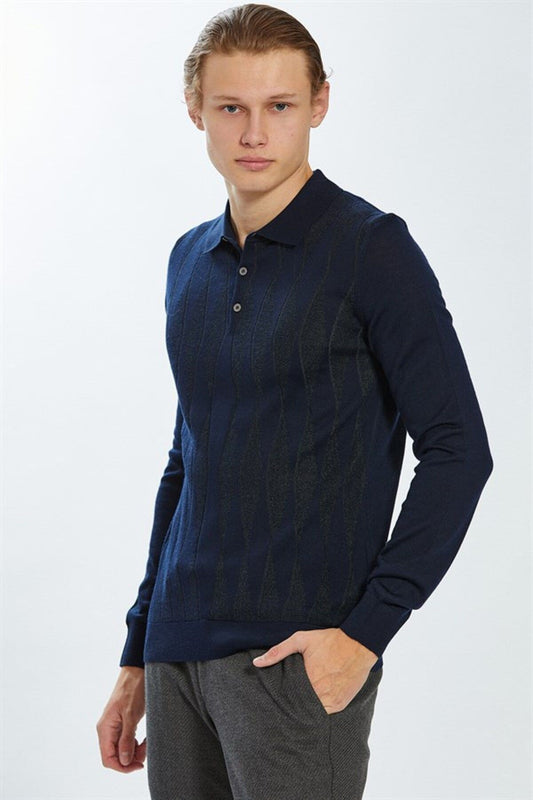 Ecer Erkek Uzun Kol Polo Yaka Minimalist Kazak - Günlük Stil