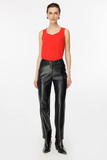 Ekol Kadın Deri Look Midi Pantolon - Minimalist Günlük Stil - Metalik Detaylar