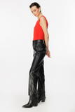 Ekol Kadın Deri Look Midi Pantolon - Minimalist Günlük Stil - Metalik Detaylar