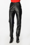 Ekol Kadın Deri Look Midi Pantolon - Minimalist Günlük Stil - Metalik Detaylar