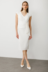 Ekol Beli Kuşaklı Midi Boy Gece Elbisesi