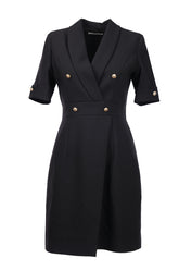 Ekol Minimalist Midi V Yaka Elbise - Kısa Kol - İş & Günlük