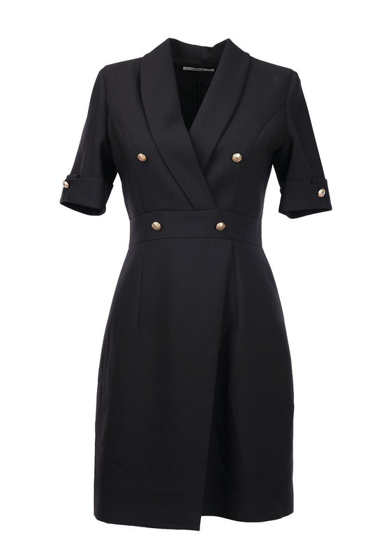 Ekol Minimalist Midi V Yaka Elbise - Kısa Kol - İş & Günlük