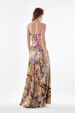 Desenli Kalın Saten Zincirli Maksi Boy Abiye Elbise Explosion