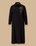 Büyük Beden Nakış Detaylı Düğmeli Elbise Gala-Xi