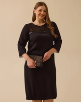 büyük beden pullu transparan detaylı elbise Gala-Xi