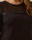 büyük beden pullu transparan detaylı elbise Gala-Xi