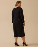 büyük beden taşlı yaka detaylı elbise Gala-Xi