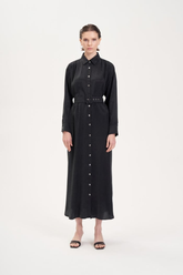 Prime Taşlanmış İpek Gömlek Uzun Elbise Terzi Dükkani