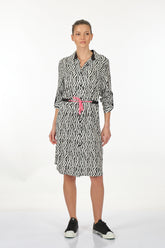 Ysatis Geometrik Desenli Uzun Kol Midi Günlük Elbise - Rahat Kesim