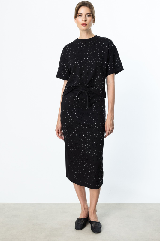 On Beli Lastikli Taşlı Etek