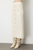 On Süs Düğmeli Midi Triko Etek
