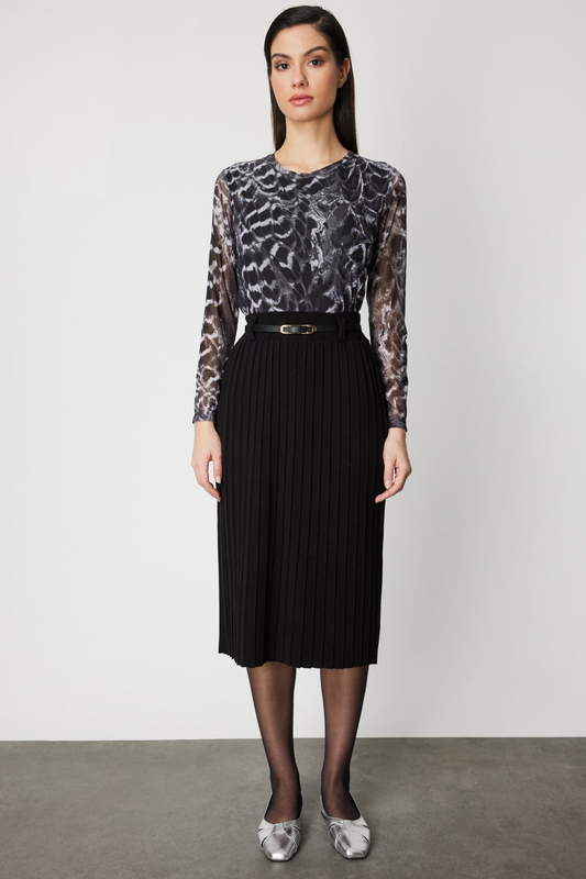 Beli Kemerli Midi Boy Triko Etek On