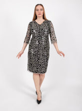 Ezze Kadın Yaprak DesenliAbiye Elbise 25YEZ4296