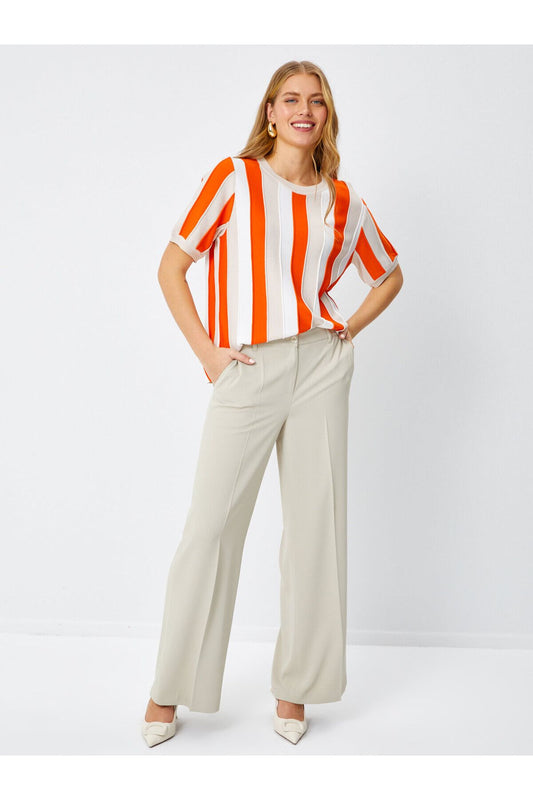 Faik Sönmez Oversize Çizgili Triko - Minimalist Stil